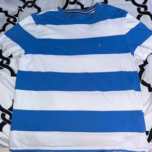 Tommy Hilfiger Blue & White Striped Short Sleeve T-Shirt